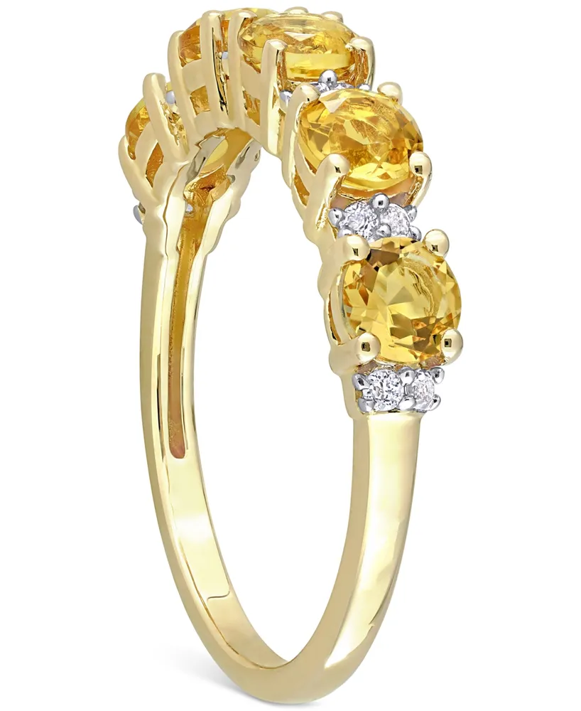 Citrine (1-2/5 ct. t.w.) & White Topaz (1/8 Ring Gold-Plated Sterling Silver