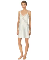 Lauren Ralph Lace-Trim Satin Chemise Nightgown Lingerie