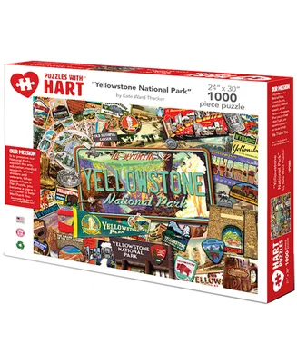 Hart Puzzles Yellowstone National Park 24" x 30" By Kate Ward Thacker Set, 1000 Pieces
