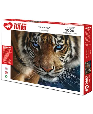 Hart Puzzles Blue Eyes Tiger 24" x 30" By Colin Bogle Set, 1000 Pieces