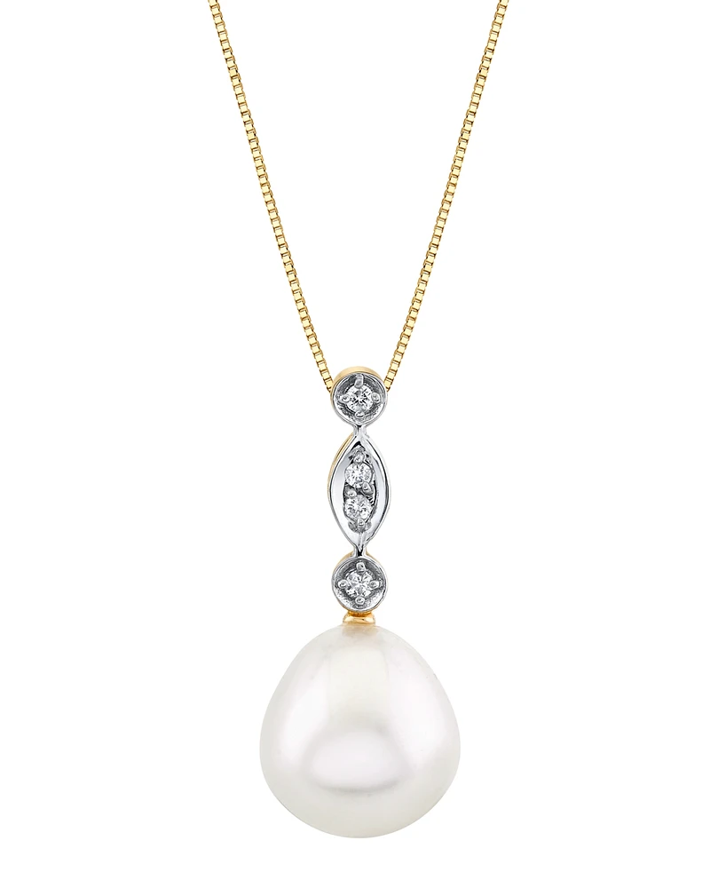 Cultured Freshwater Pearl (10mm) & Diamond Accent 18" Pendant Necklace in 14k Gold