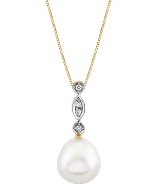 Cultured Freshwater Pearl (10mm) & Diamond Accent 18" Pendant Necklace in 14k Gold