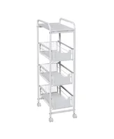 4 Tier Slim Rolling Cart with Drawers