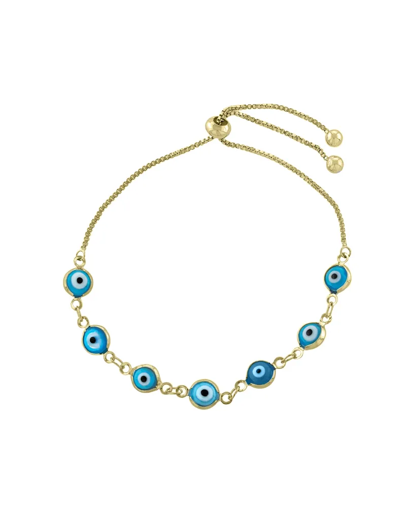 Women's Aqua Glass Guardian Eye Adjustable Bracelet