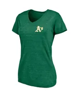 Women's Fanatics Green Oakland Athletics Paisley Hometown Collection Tri-Blend V-Neck T-shirt