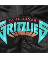 Big Boys Mitchell & Ness Black Vancouver Grizzlies Hardwood Classics Satin Raglan Full-Snap Jacket