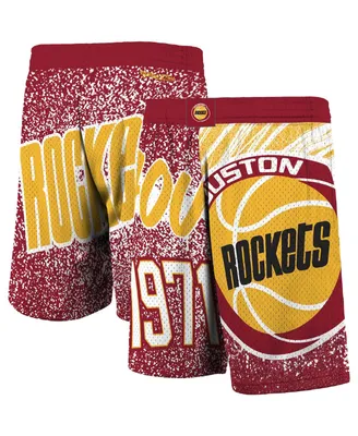 Men's Mitchell & Ness Red Houston Rockets Hardwood Classics Jumbotron Sublimated Shorts