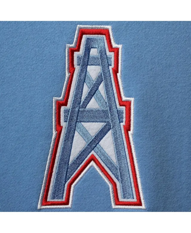 Men's Fanatics Branded Red/Light Blue Houston Oilers Linear Throwback Logo Pullover Hoodie