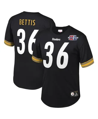 Men's Mitchell & Ness Jerome Bettis Black Pittsburgh Steelers Retired Player Name and Number Mesh Top