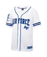 Men's Colosseum White and Royal Air Force Falcons Free Spirited Baseball Jersey