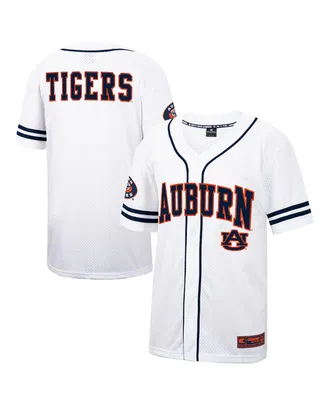 Men's Colosseum White and Navy Auburn Tigers Free Spirited Baseball Jersey