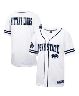 Men's Colosseum White and Navy Penn State Nittany Lions Free Spirited Baseball Jersey