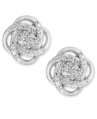 Diamond Love Knot Stud Earrings Sterling Silver or 18k Gold-Plated (1/10 ct. t.w.)