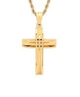 Steeltime 18k Gold Plated Stainless Steel Cut Accented Cross Pendant