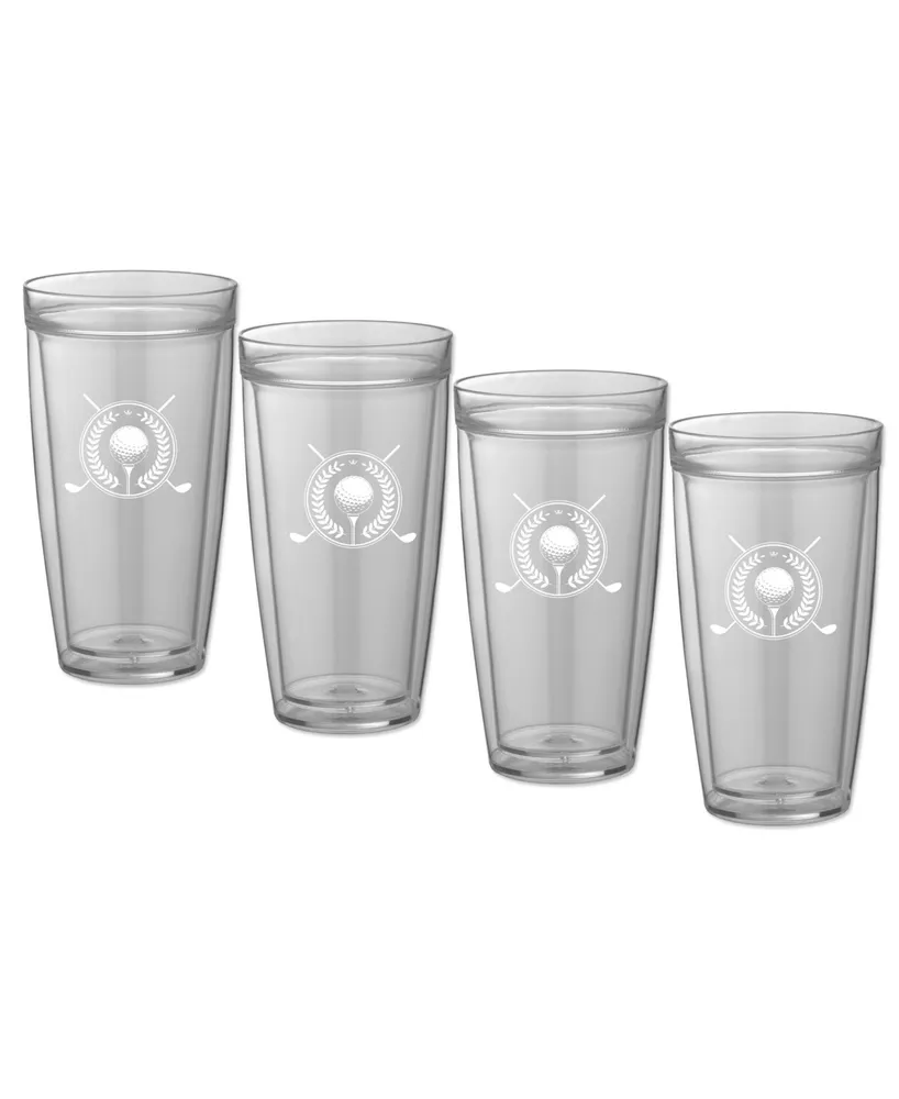 Pastimes 22 Oz Double Old Fashioned Tall Drinking Golf Glass, Set of 4