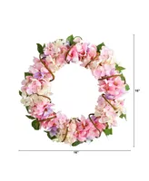 Hydrangea Artificial Wreath, 16"