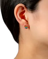 Giani Bernini Crystal Rainbow Heart Stud Earrings in Sterling Silver, Created for Macy's