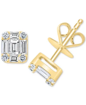 Effy Diamond Emerald-Shaped Baguette Cluster Stud Earrings (3/4 ct. t.w.) in 14k Gold