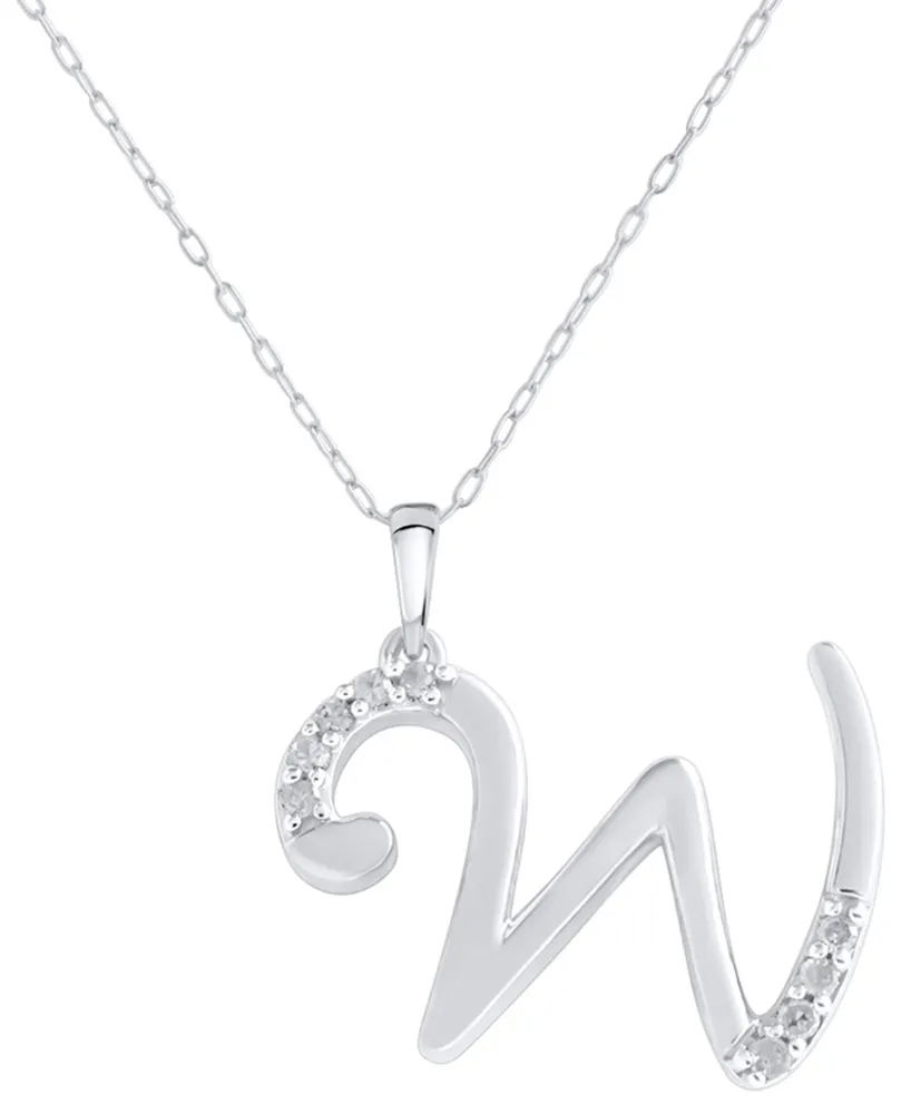 Diamond Fancy Initial 18" Pendant Necklace (1/10 ct. t.w.) in Sterling Silver