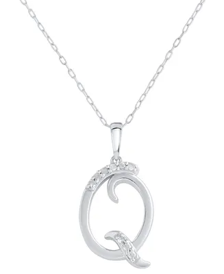 Diamond Fancy Initial 18" Pendant Necklace (1/10 ct. t.w.) in Sterling Silver