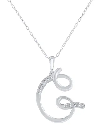 Diamond Fancy Initial 18" Pendant Necklace (1/10 ct. t.w.) in Sterling Silver