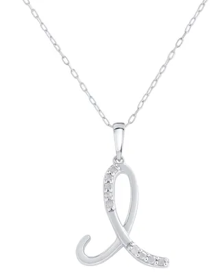 Diamond Fancy Initial 18" Pendant Necklace (1/10 ct. t.w.) in Sterling Silver