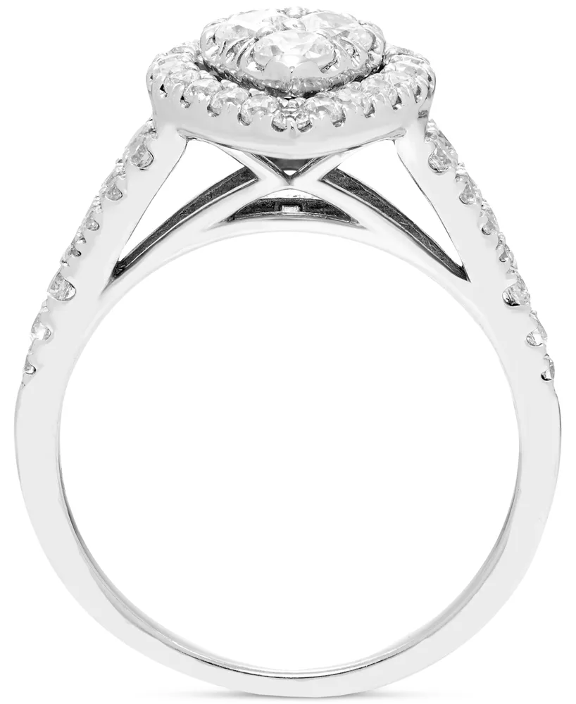 Diamond Teardrop Cluster Halo Engagement Ring (1 ct. t.w.) in 14k White Gold
