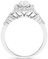 Diamond Oval Halo Cluster Engagement Ring (3/4 ct. t.w.) in 14k White Gold