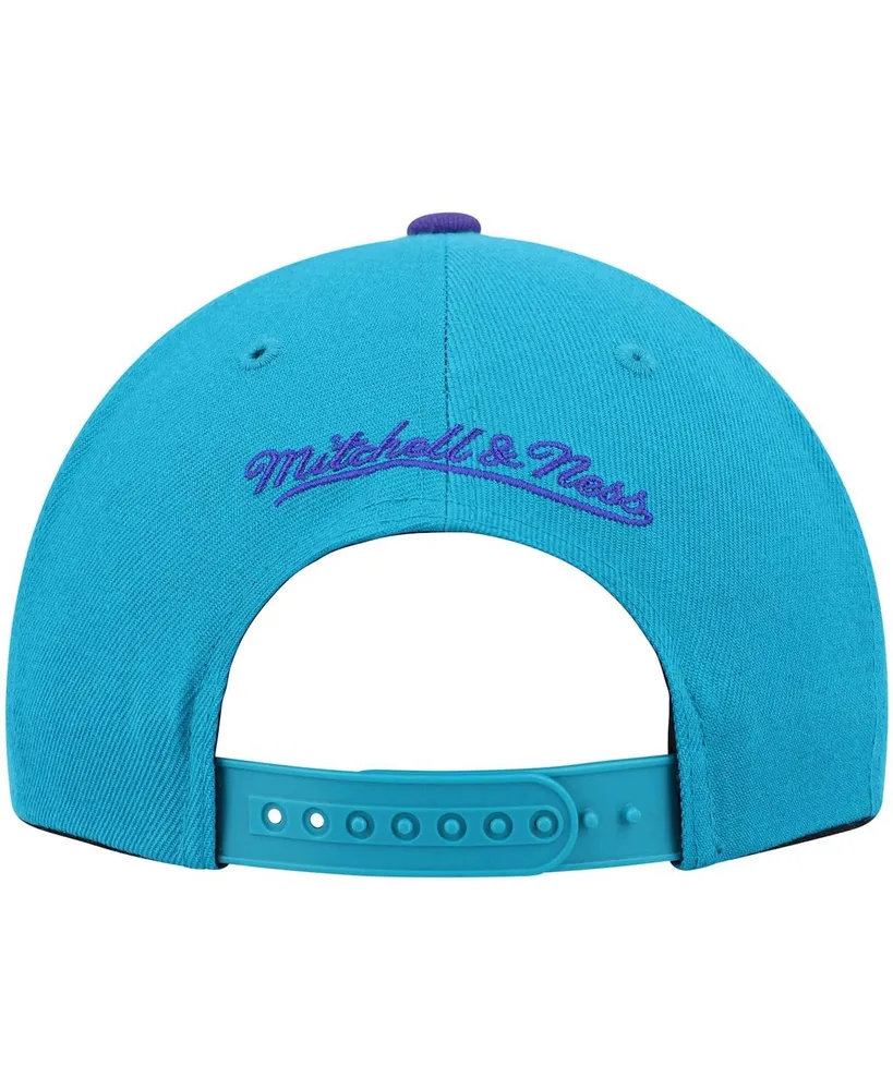 Men's Mitchell & Ness Teal and Purple Charlotte Hornets Hardwood Classics Team Two-Tone 2.0 Snapback Hat