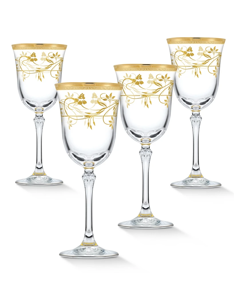 Lorren Home Trends 4 Piece Rosalia Flower Red Wine Set