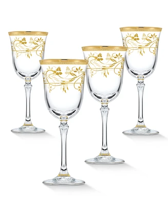 Lorren Home Trends 4 Piece Rosalia Flower Red Wine Set