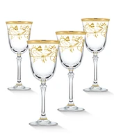 Lorren Home Trends 4 Piece Rosalia Flower Red Wine Set