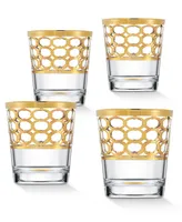 Lorren Home Trends 4 Piece Infinity Gold Ring Double Old Fashion Set - Gold