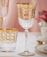 Lorren Home Trends 4 Piece Infinity Gold Ring White Wine Goblet Set