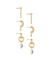 Ettika 18k Gold-Plated 3-Pc. Set Cubic Zirconia Evil Eye Drop Earrings