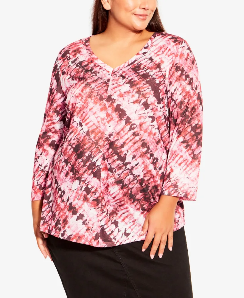 Plus Size Tie Dye Print Top