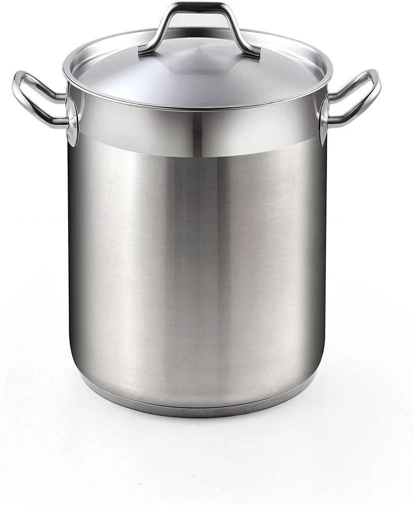 20 Quart Professional Grade Stainless Steel Stock Pot with Lid, Silver