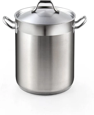 20 Quart Professional Grade Stainless Steel Stock Pot with Lid, Silver