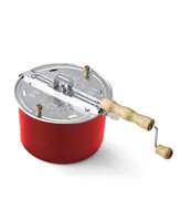 Cook N Home Stovetop Popcorn Popper with Crank, 6-Quart Aluminum Popcorn Pot, Red