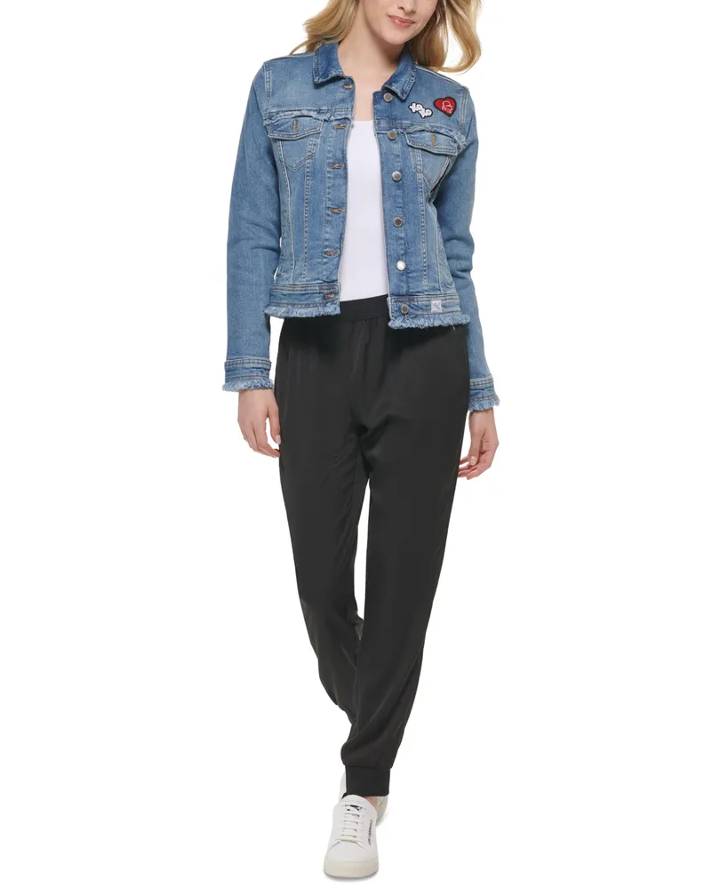 Karl Lagerfeld Paris Women's Denim Jacket with Patches