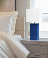 Elegant Designs Modern Leather Table Lamp with Usb