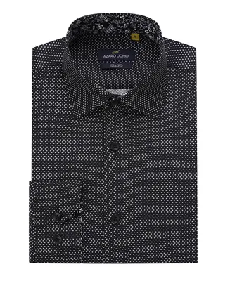Men's Business Geometric Long Sleeve Button Down Shirt