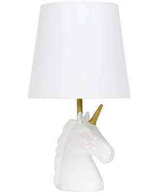 Simple Designs Sparkling Unicorn Table Lamp - White, Gold
