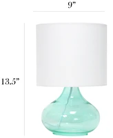 Simple Designs Glass Raindrop Table Lamp with Fabric Shade, Green White Shade