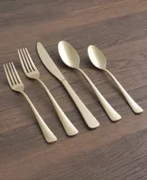 Cambridge Silversmiths Brody Champagne Mirror Hammered Flatware Set, 20 Piece - Champagne Gold