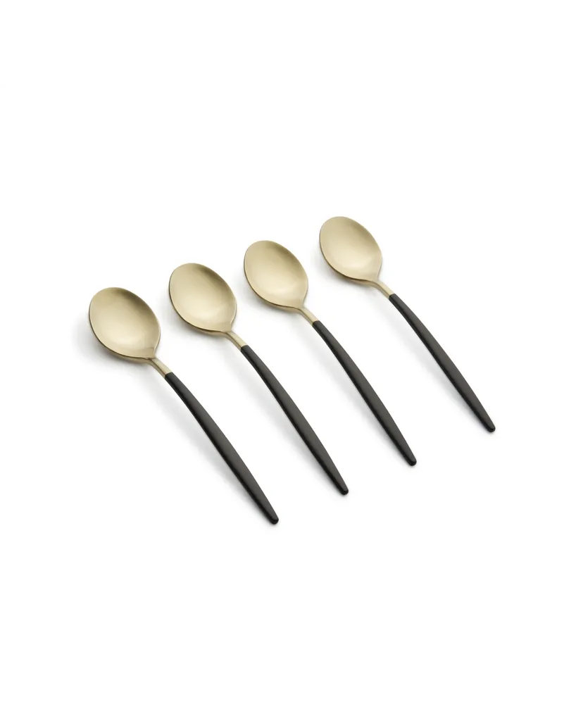 Cambridge Silversmiths Gaze Two Tone Black-Gold Satin Demi Spoon Set, 4 Piece - Black and Champagne Gold