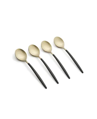 Cambridge Silversmiths Gaze Two Tone Black-Gold Satin Demi Spoon Set, 4 Piece - Black and Champagne Gold