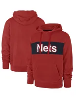 Men's '47 Red Brooklyn Nets 2021/22 City Edition Wordmark Chest Pass Pullover Hoodie