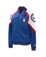 Women's Starter Royal, Red Philadelphia 76Ers Fan Girl Satin Raglan Full-Zip Jacket