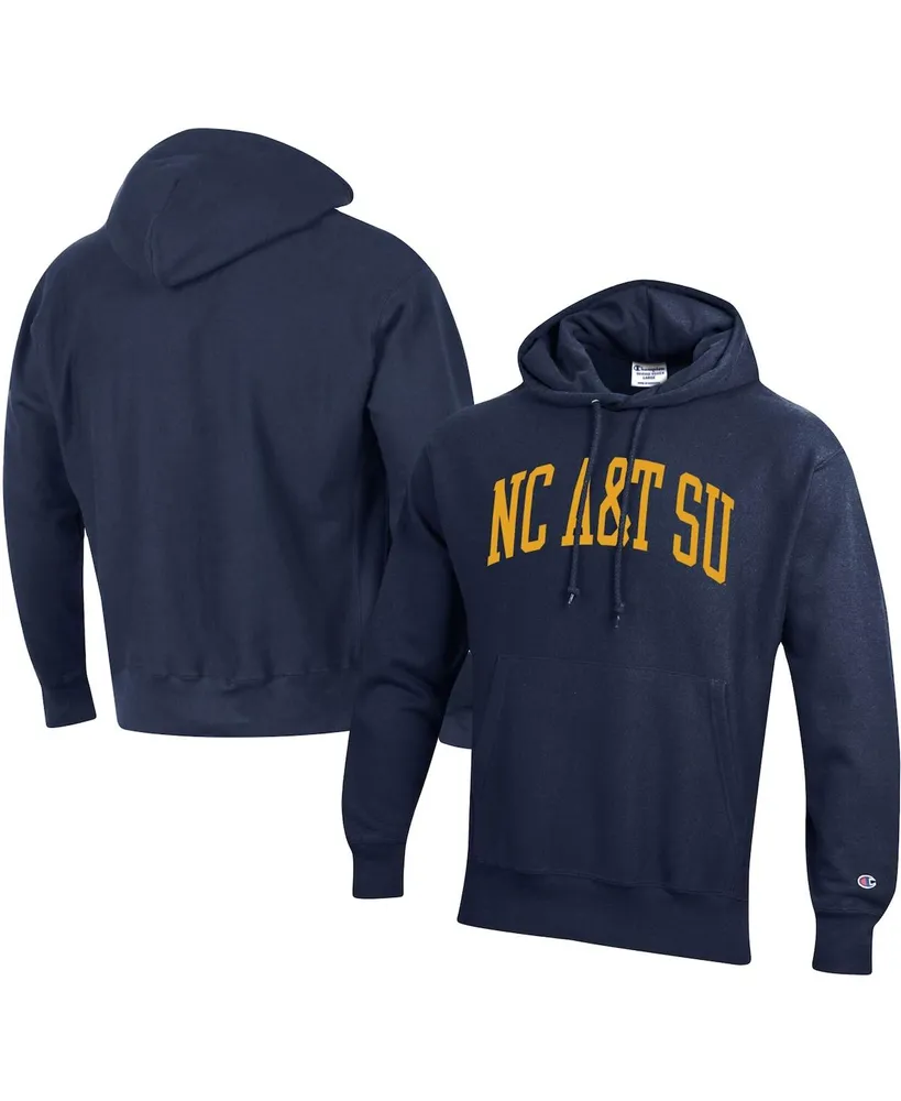 Men's Champion Navy North Carolina A&T Aggies Tall Arch Pullover Hoodie